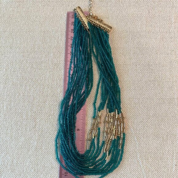 Park Lane Tranquility Necklace Necklace Glass Beads 15" + 3" Teal & Gold - Picture 7 of 8